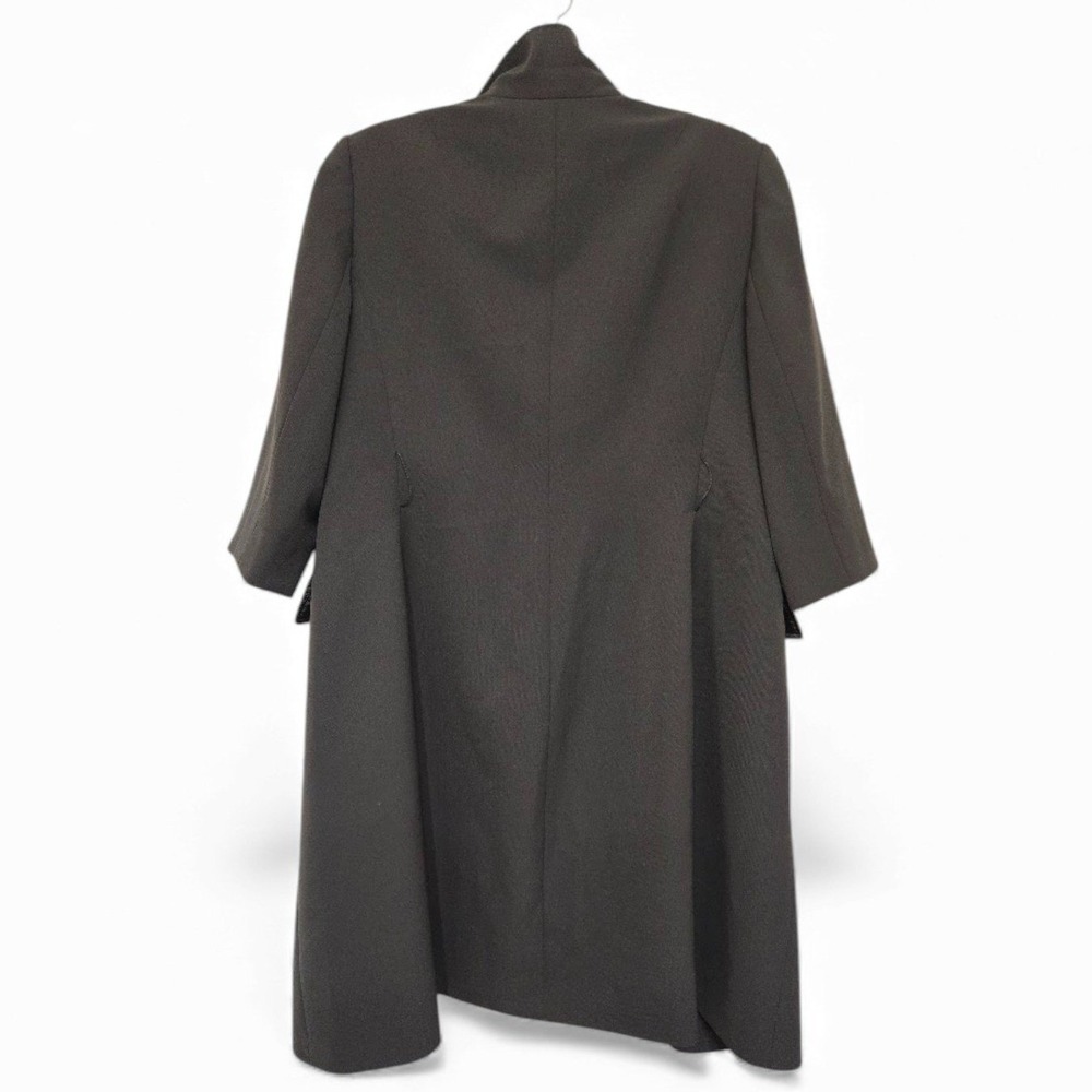 Anne Klein Long Black Belted Coat Fully Lined Button Front Size 14P - Picture 3 of 9